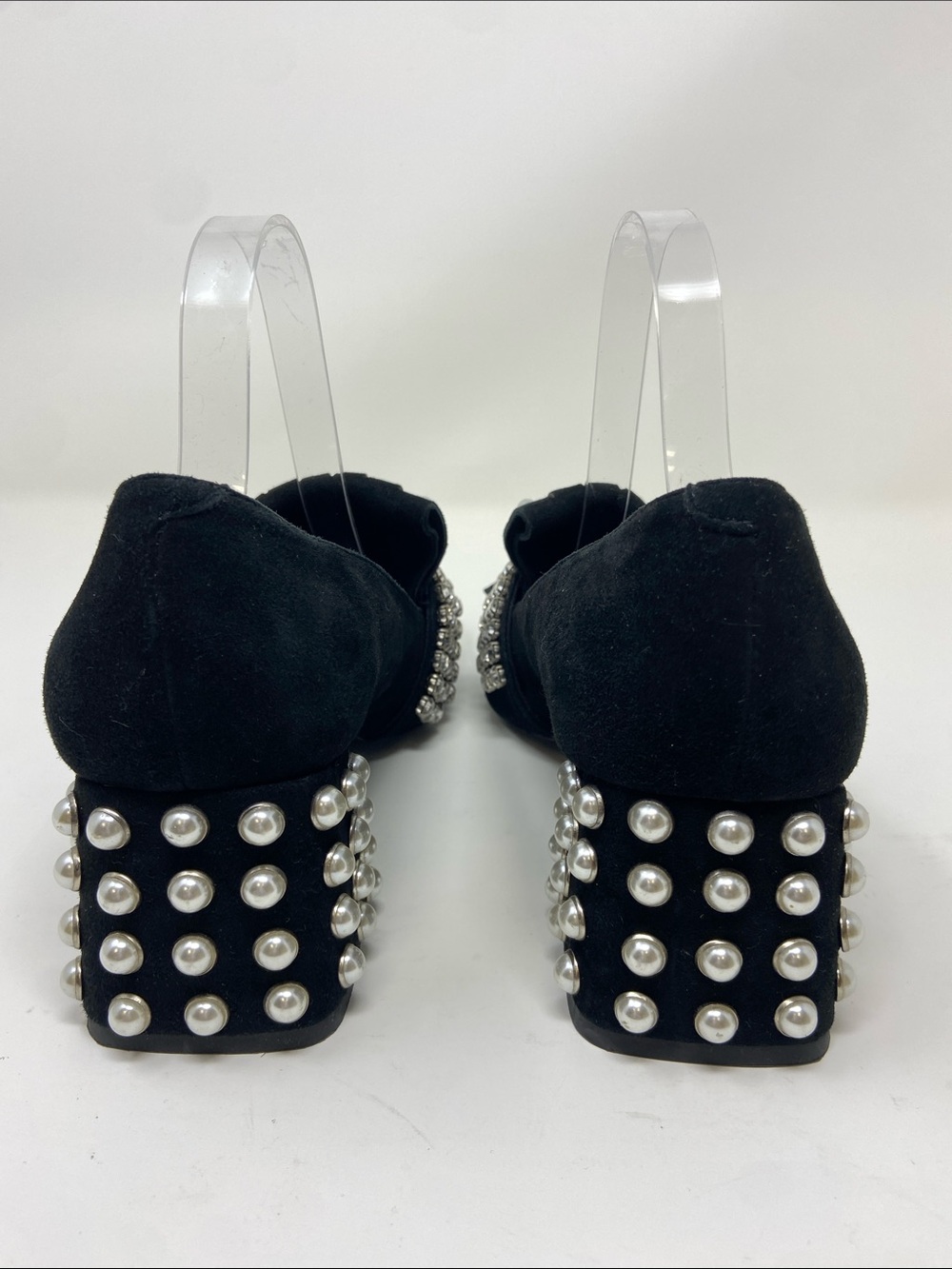 Jeffrey Campbell Black Embellished Pearl & Studded Block Heel Loafer size 10 - Picture 4 of 10